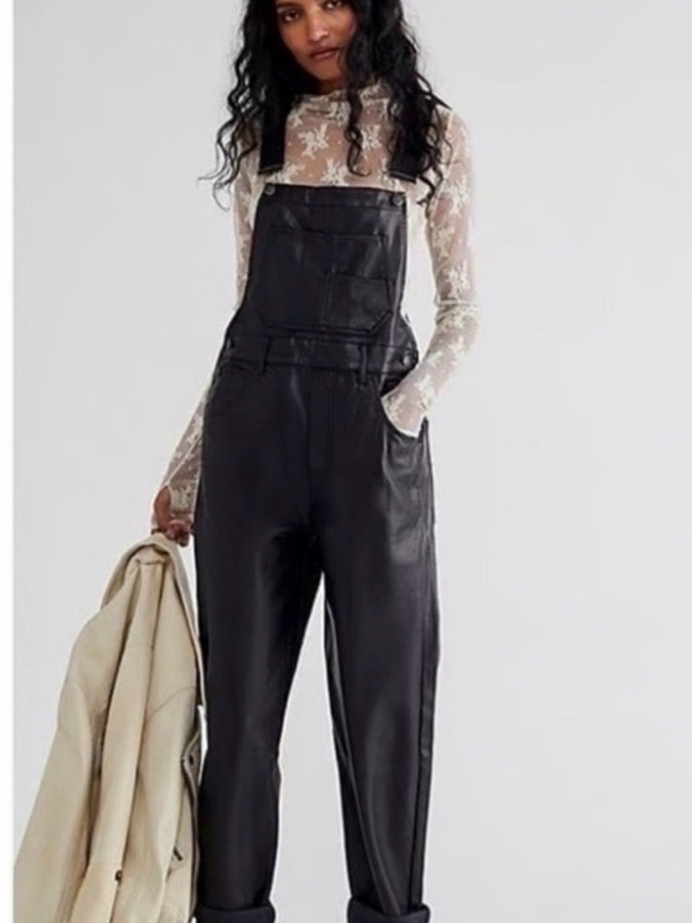 We The Free Ziggy Vegan Leather Overalls by Free People